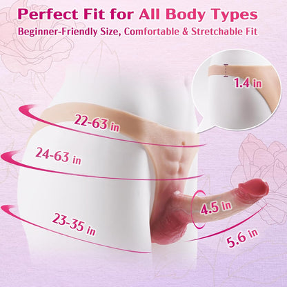 5.6 Inches Realistic Ultra-Elastic Portable Strap-On Triangle Dildo Vibrator