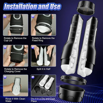 Electric Masturbator Stroker Blowjob Sex Machine with 6 Vibration Modes