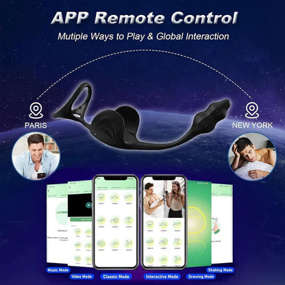 3 in 1 Anal Testicle Vibrator Penis Ring Prostate Stimulator Massager with 9 Vibration Modes