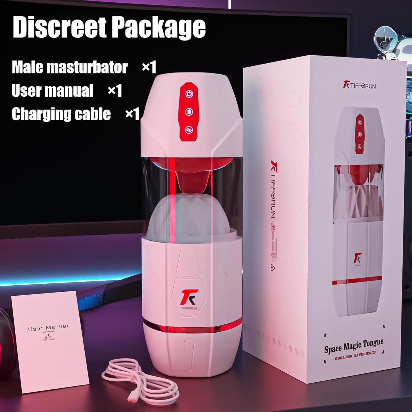 Automatic Masturbator Penis Pump Blowjob with 10 Suction & 10 Tongue Licking Modes