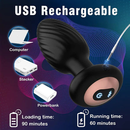Anal Toys Vibrator Anal Plug with 7 Vibration Modes & 7 Rotation Modes