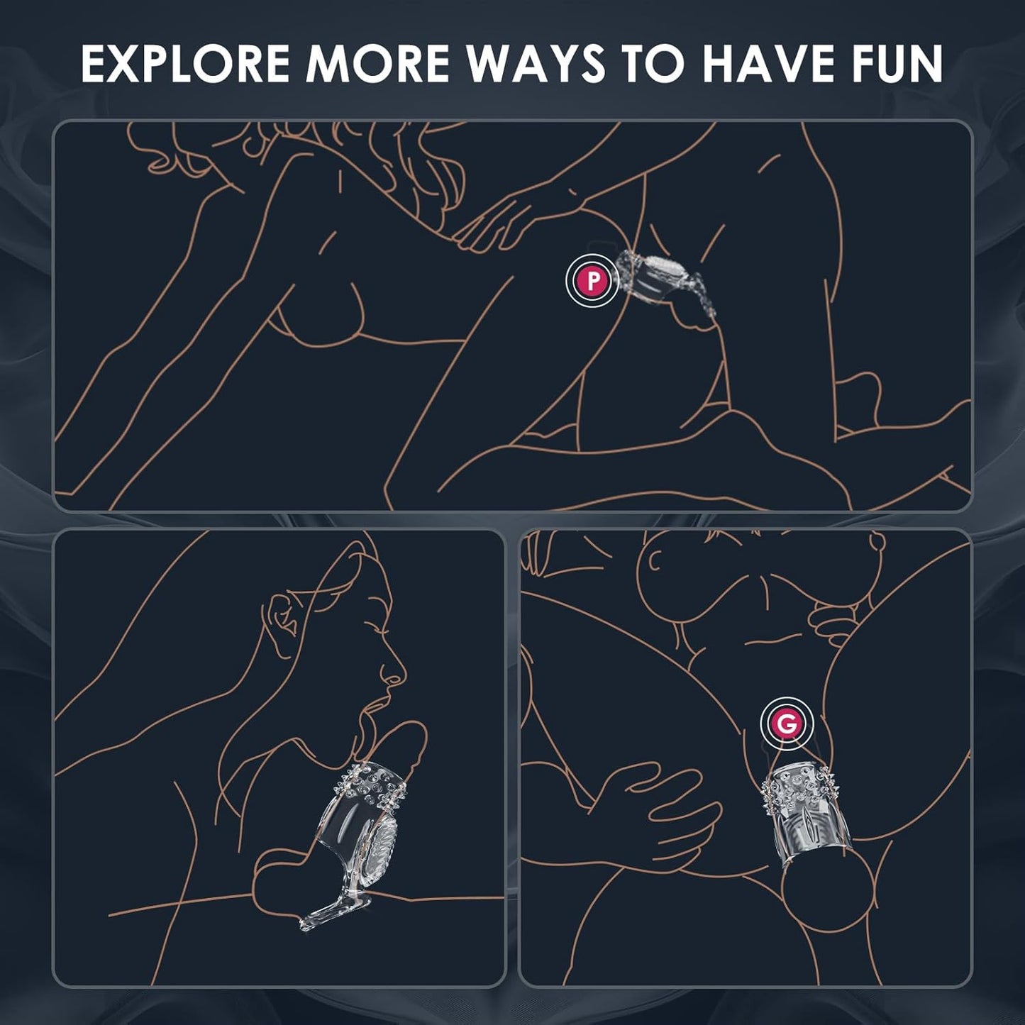 Transparent Penis Sleeve Vibrator Cock Ring Enlargement with 10 Vibration Modes