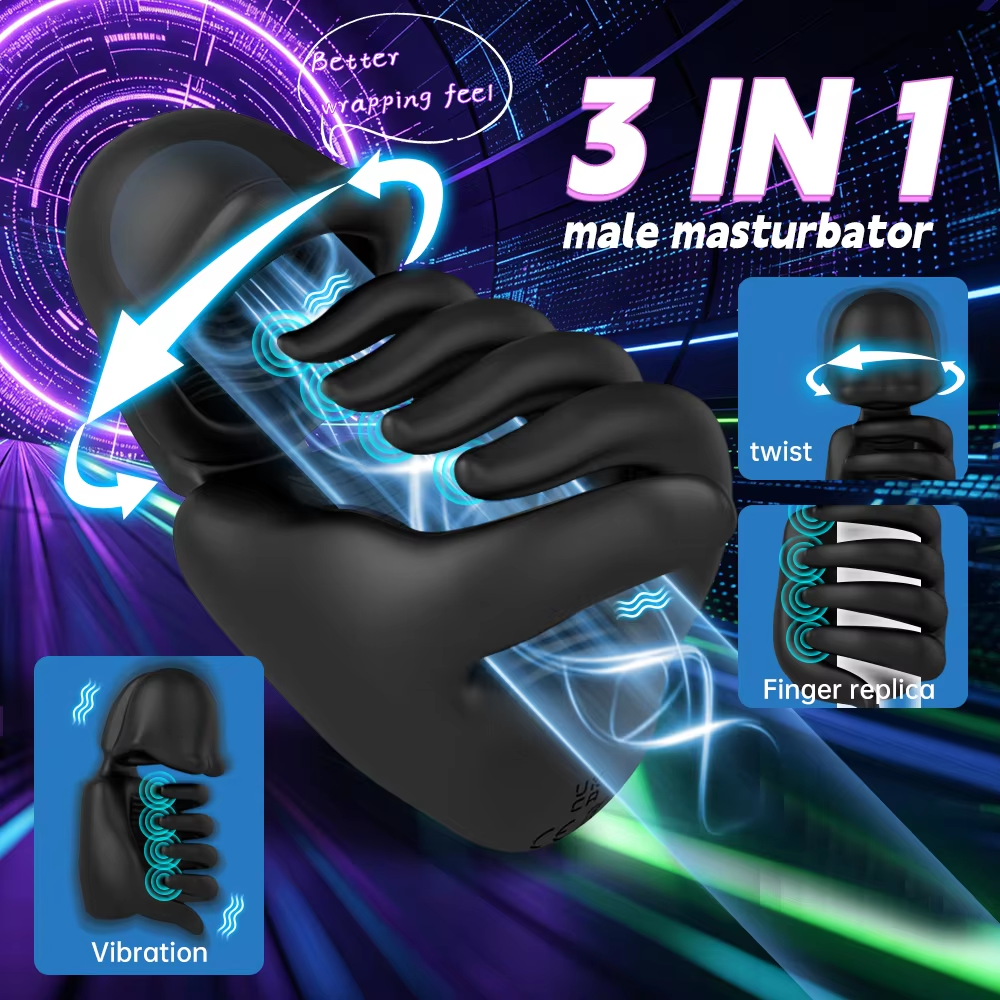 Glans Trainer Penis Vibrator Stimulator Masturbator with 10 Vibration Modes & Twist & Rub