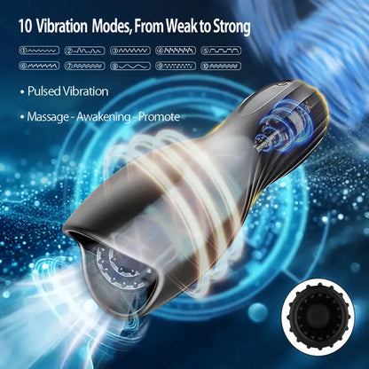Penis Vibrator Glans Trainer Masturbator with 10 Vibrating & 5 Tongue Licking Modes