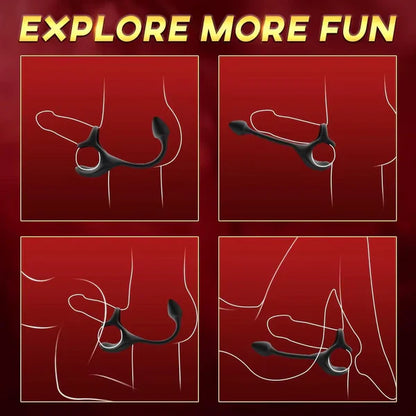 4 IN 1 Penis Vibrator Cock Ring Prostate Massagers Anal Toys with 9 Vibration Modes