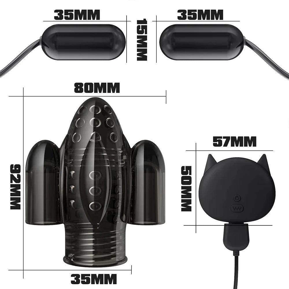 Glans Vibrator Penis Trainer Delay Lasting Massager with 2 Motors & 10 Vibrations