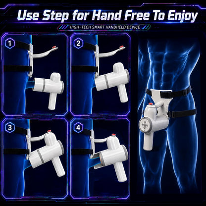Hand Free Strap Automatic Masturbator Blowjob Machine with 8 Thrusting & Sucking Modes