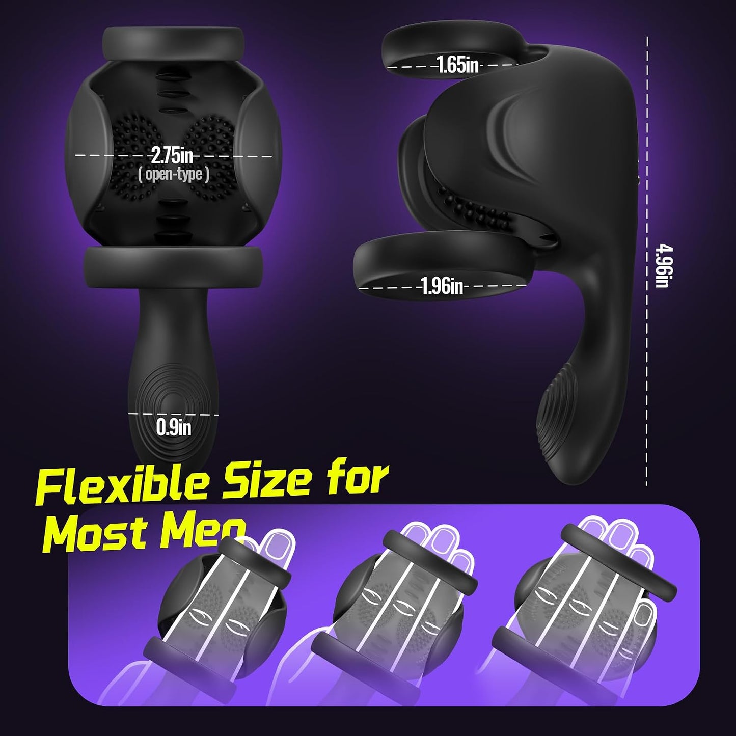 Testicle Cock Ring Penis Vibrator Stimulator Masturbator with10 Vibration Modes