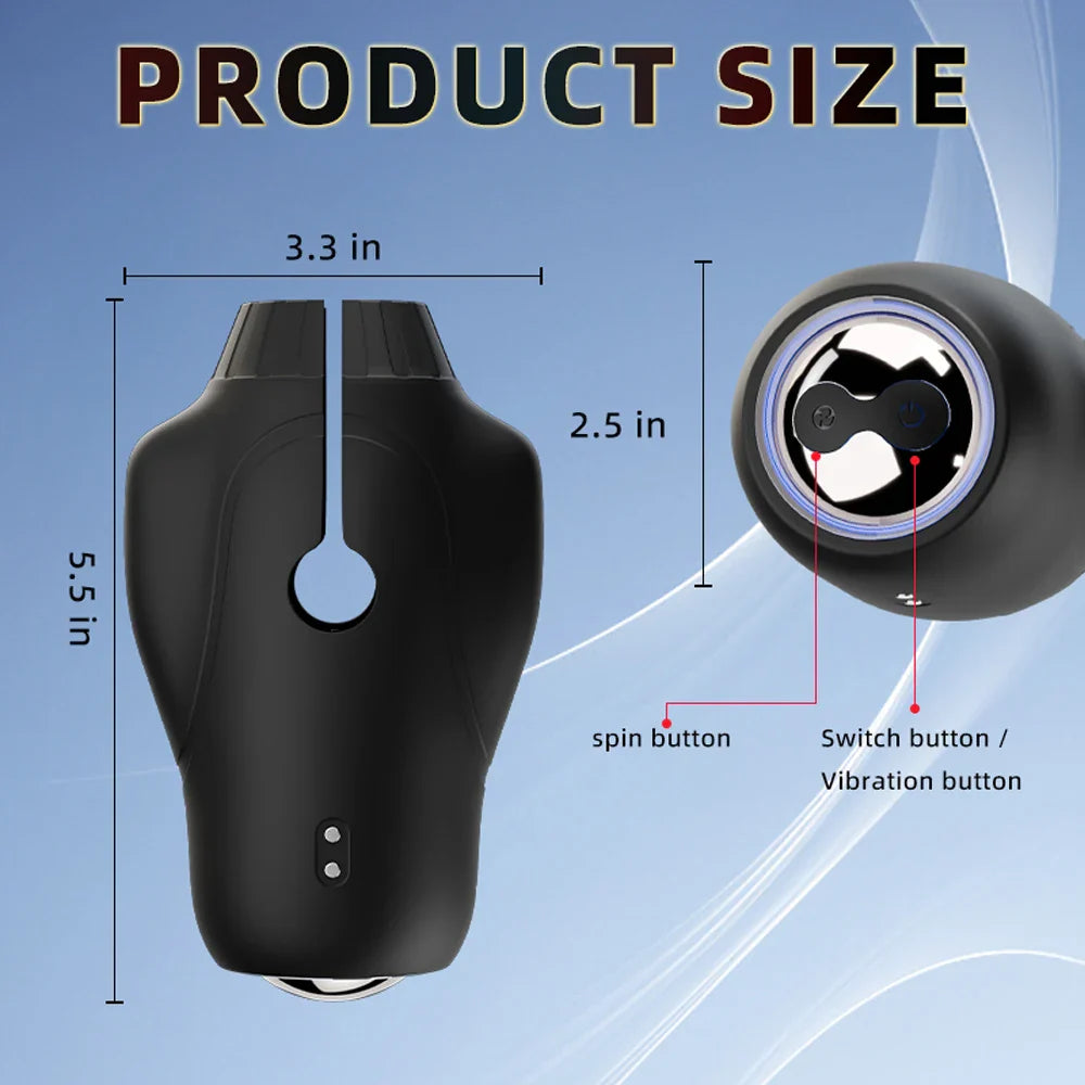 Electric Penis Trainer Vibrator Blowjob Stroker with 10 Vibration & Rotation Modes