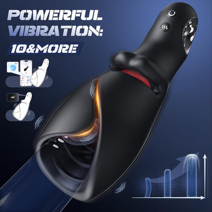 Penis Trainer Vibrator Pocket Pussy Stroker with 10 Licking & Vibrating Modes