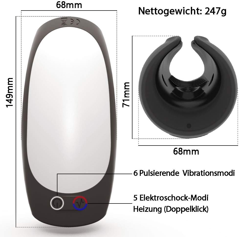 Electric Penis Trainer Vibrator with Pulsating Vibration & Electrostimulation & Heating