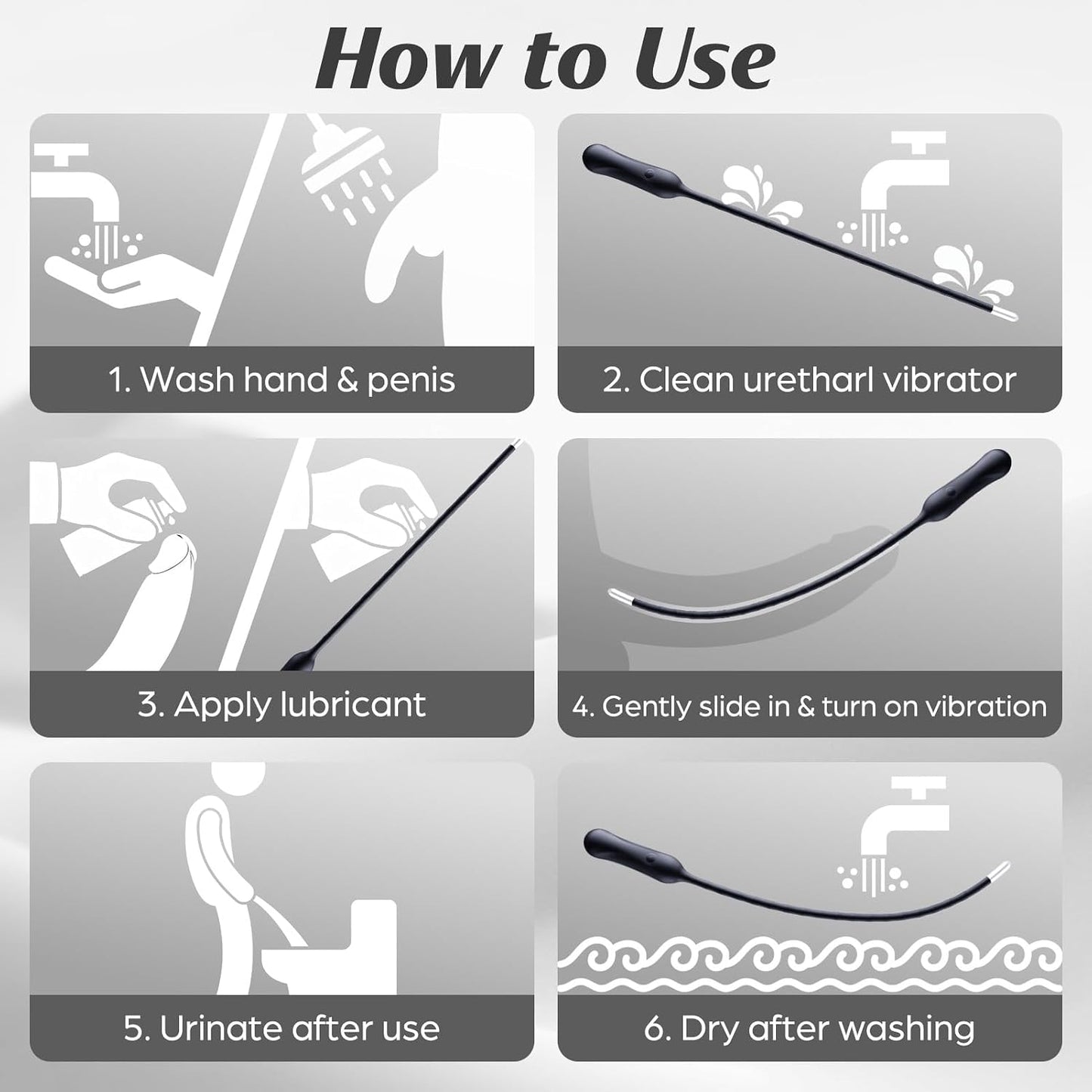 Sounding Rods Urethra Vibrator Penis Vibrator Plug Prostate Massager with 10 Vibration Modes