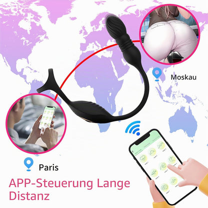 4 IN 1 Anal Vibrator Dildo Penis Ring Prostate Stimulator with 9 Vibration Modes