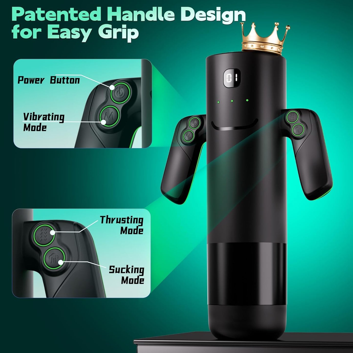 Handle Masturbator Blowjob Sex Machine with 5 Thruting & Sucking & 10 Vibrating Modes