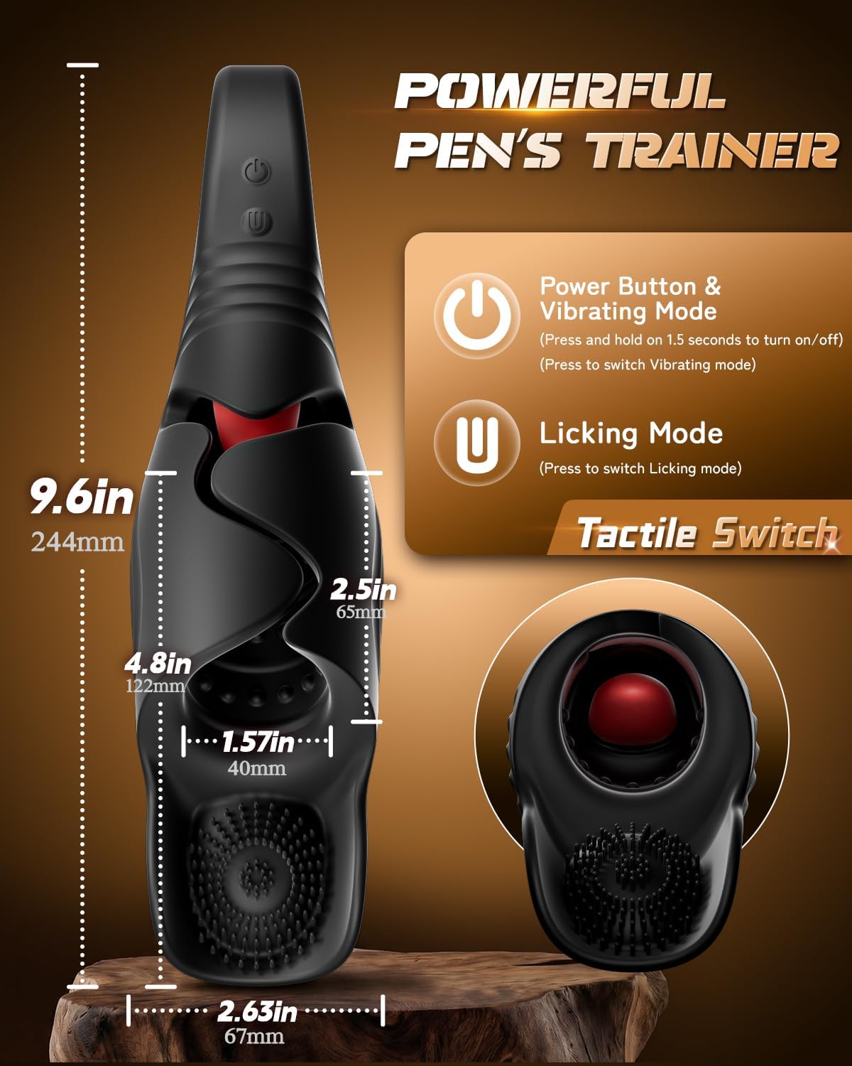 Wing-Open Penis Trainer Vibrator Stroker Blowjob with 10 Vibration & Tongue Licking Modes