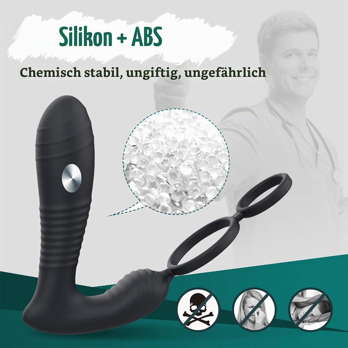 Electric Shock Prostate Vibrator Penis Ring with 8 Electric Shock & 8 Vibration Modes