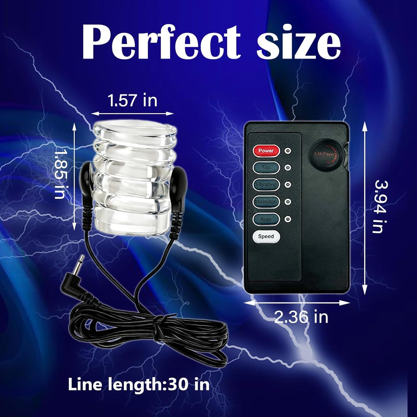 E-stim Testicle Bondage Crusher Pennis Ring Chastity BDSM with 4 Electric Shock Modes