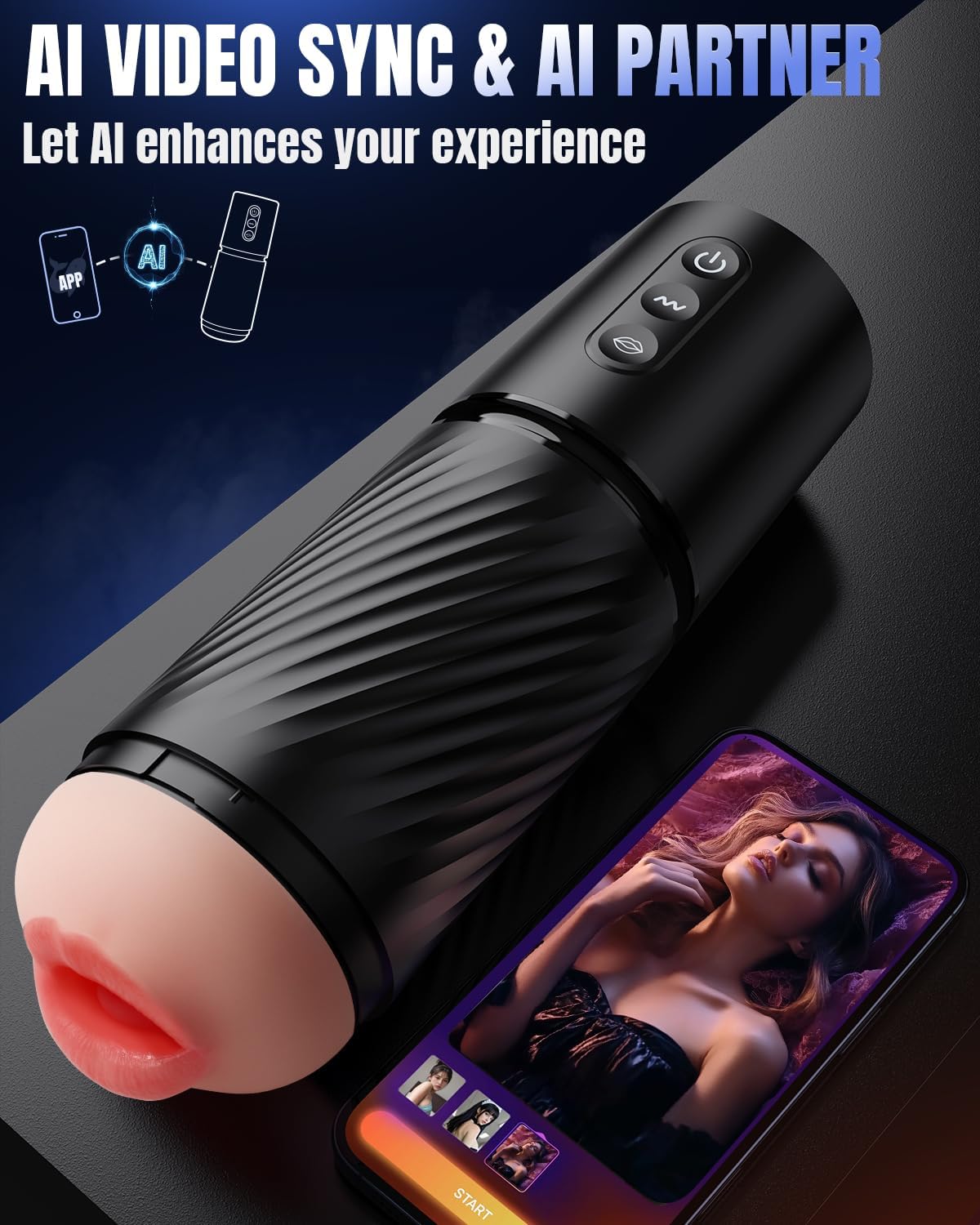 APP Control Stroker Blowjob Massage Masturbator with 10 Sucking & 10 Vibrating Modes