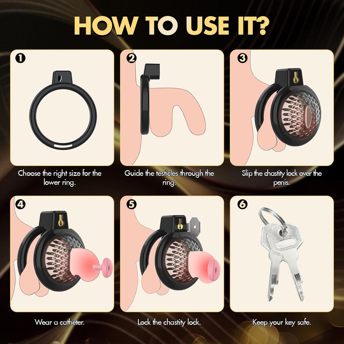 Chastity Cage Soft Chastity Cage Men's Size Better with 6 Penis Rings