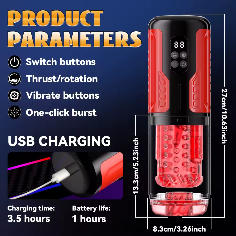 Automatic Masturbator Penis Pump Stroker Blowjob with 7 Thrusting & Rotation Modes