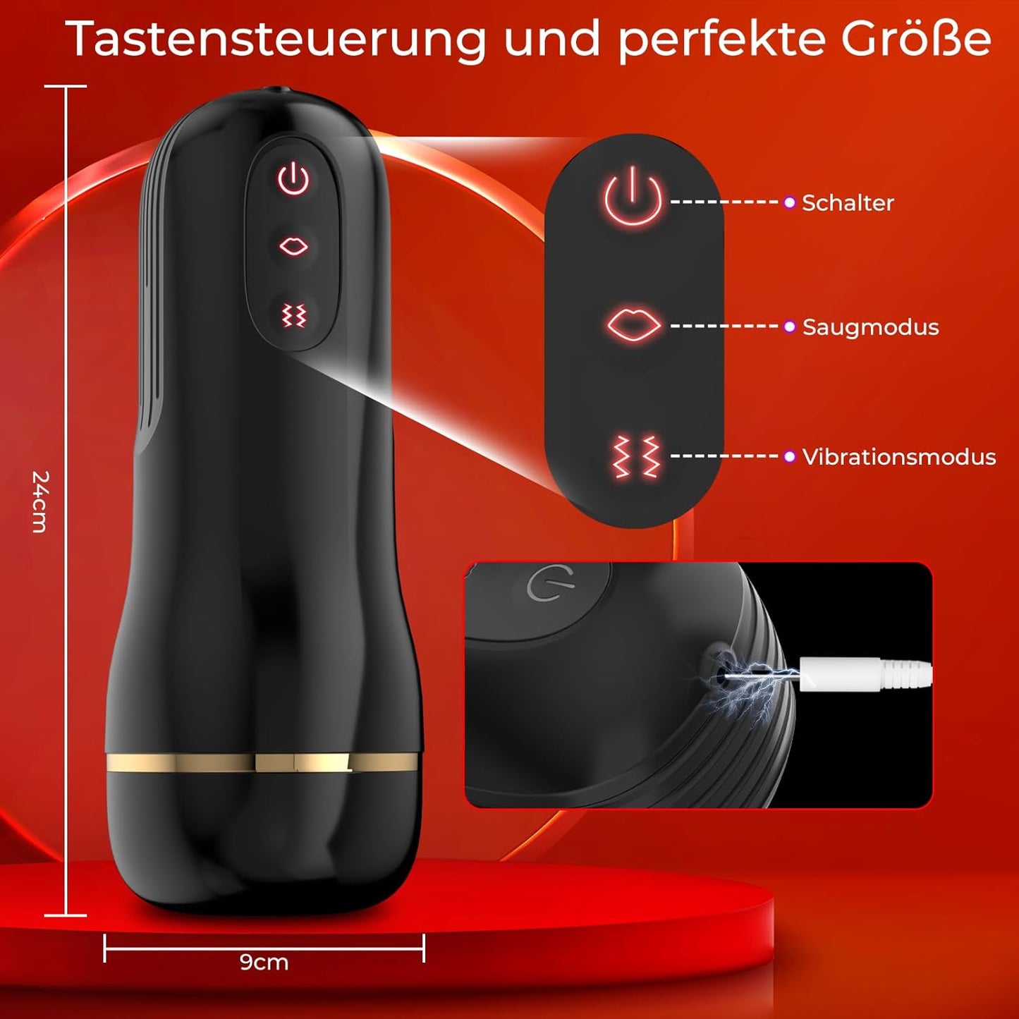 Realistic Masturbator Stroker Blowjob with 10 Vibration & 5 Telescopic Modes