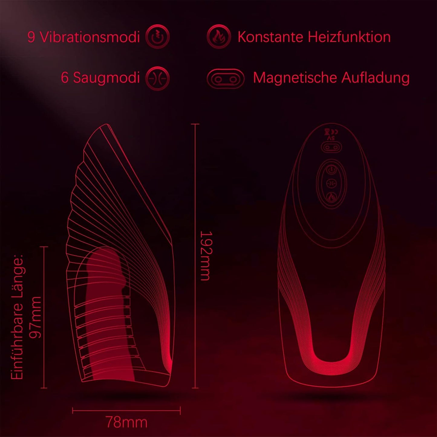 Electric Penis Trainer Vibrator Stroker with & 6 Suction & 9 Vibration Modes & Heating