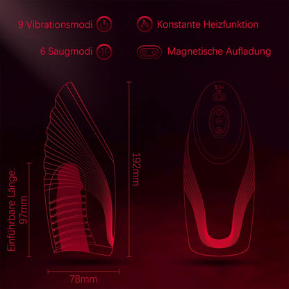 Electric Penis Trainer Vibrator Stroker with & 6 Suction & 9 Vibration Modes & Heating