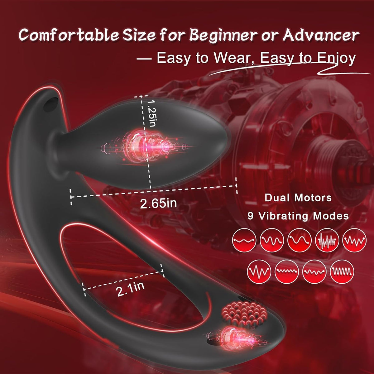 Strap On Anal Vibrator Butt Plug Prostate Massager Testicle Trainer Stimulator with 9 Vibes