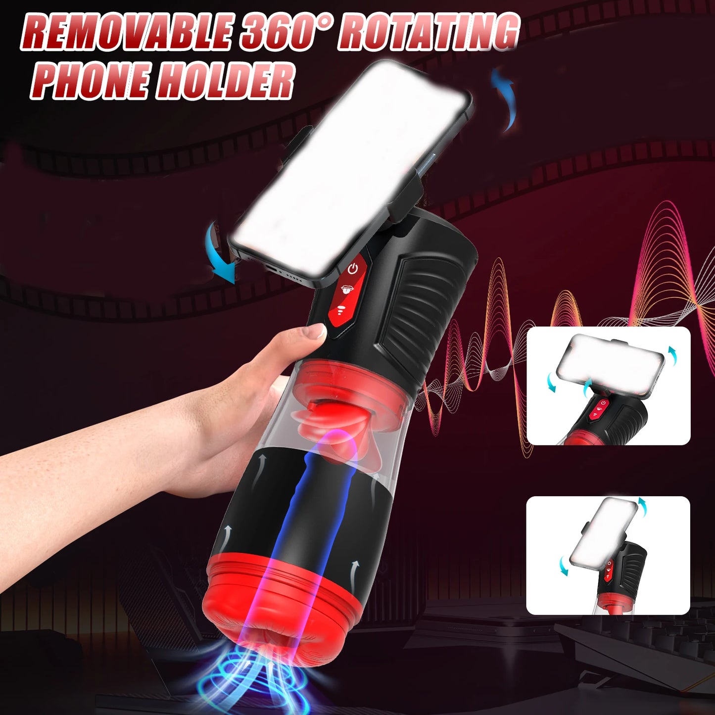 Automatic Masturbator Sex Machine Penis Trainer with 9 Vibrating & Sucking & Licking
