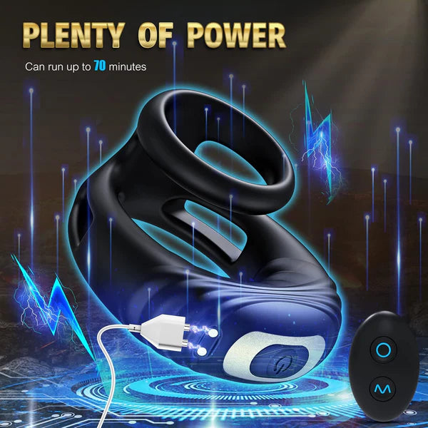 Dual Cock Rings Penis Trainer Stimulator Masturbator with 10 Vibration Modes