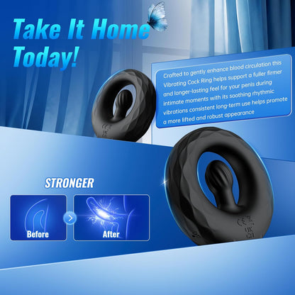 APP Pleasure Cock Ring Penis Vibrator Testicle Stimulator with 9 Vibration Modes