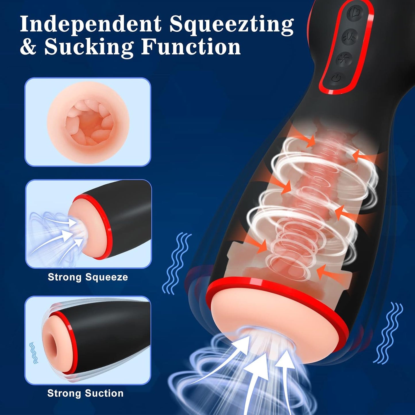 Automatic Blowjob Machine Masturbator with 10 Vibrating & 7 Sucking & 7 Squeezing