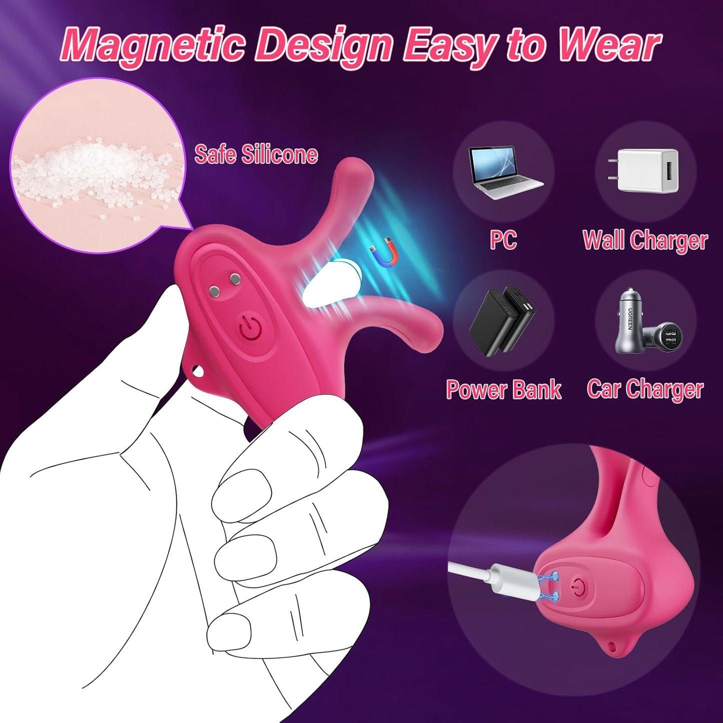 2 IN 1 Nipple Vibrator Sex Toys Magnetic Clamps BDSM Toys with 9 Vibration Modes
