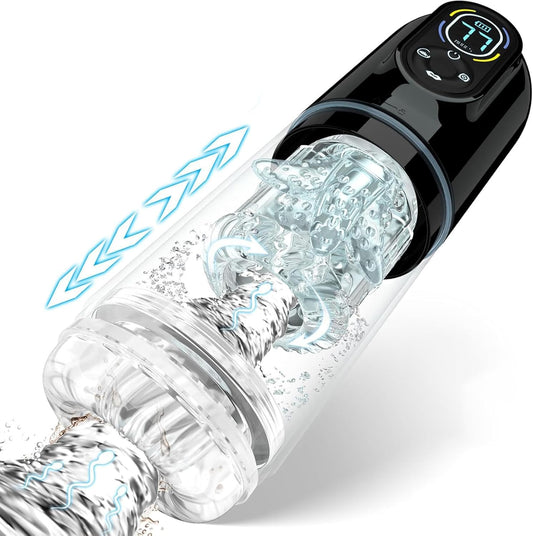 Automatic Masturbator Penis Pump with 7 Sucking Vibrating Thrusting Rotating & Licking Modes