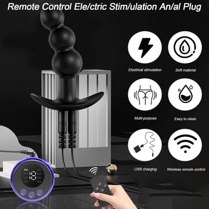 Electric Shock Anal Plug Anal Beads SM with Vibration with 8 Electric Shock Modes