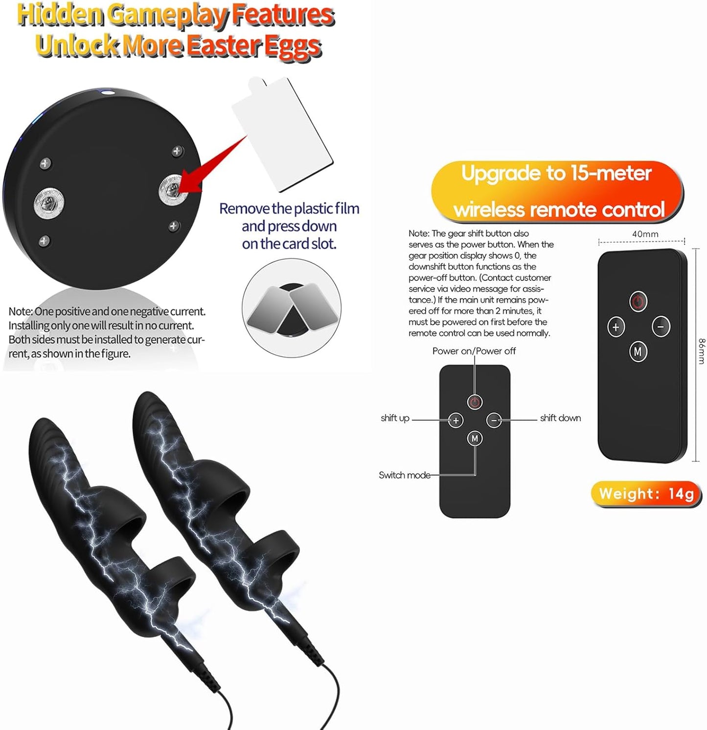 Electro Stim Finger Vibrator Sleeve with 8 Stimulation Modes & 19 Intensity Levels