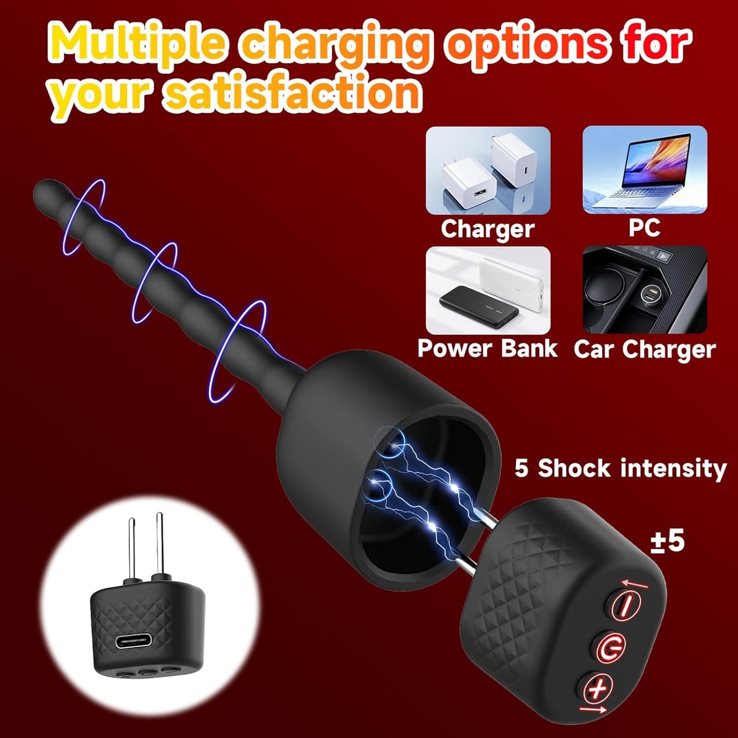 Remote Control Electro Stim Urethral Sound Anal Plug with 7 Modes