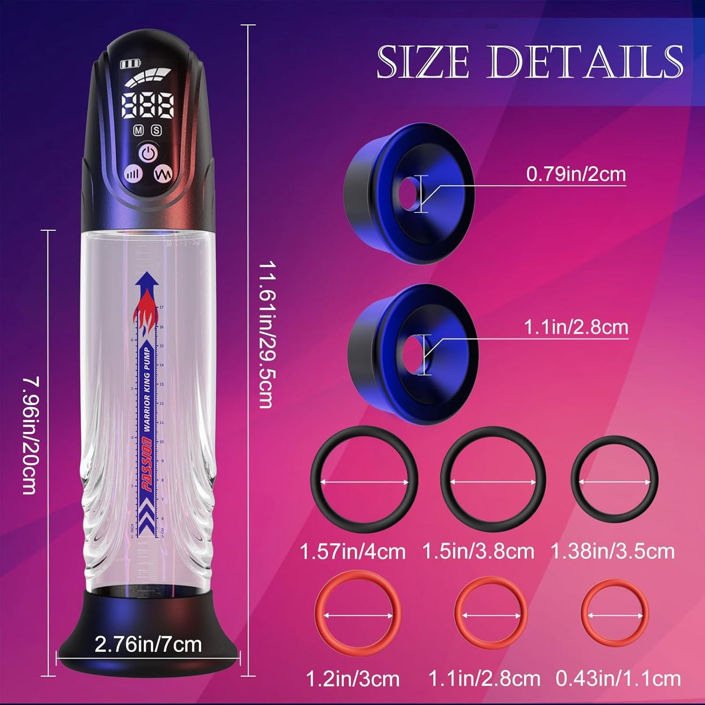 Electric Vacuum Penis Pump Enlarger with 4 Suction Modes & 4 Pressure Levels