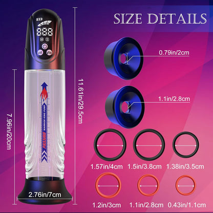 Electric Vacuum Penis Pump Enlarger with 4 Suction Modes & 4 Pressure Levels
