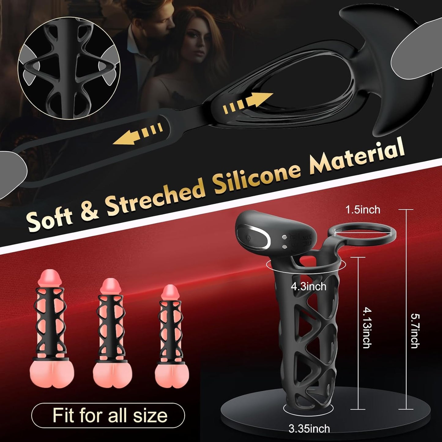 Penis Ring Cock Sleeve Extender With 10 Powerful Vibrating Modes