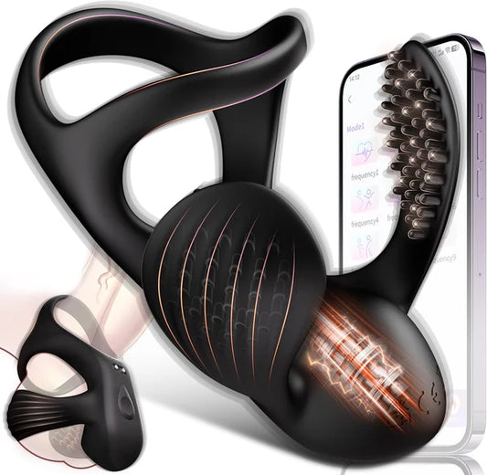 Electric Testicle Penis Trainer Vibrator Massager Cock Ring with 9 Vibration Modes