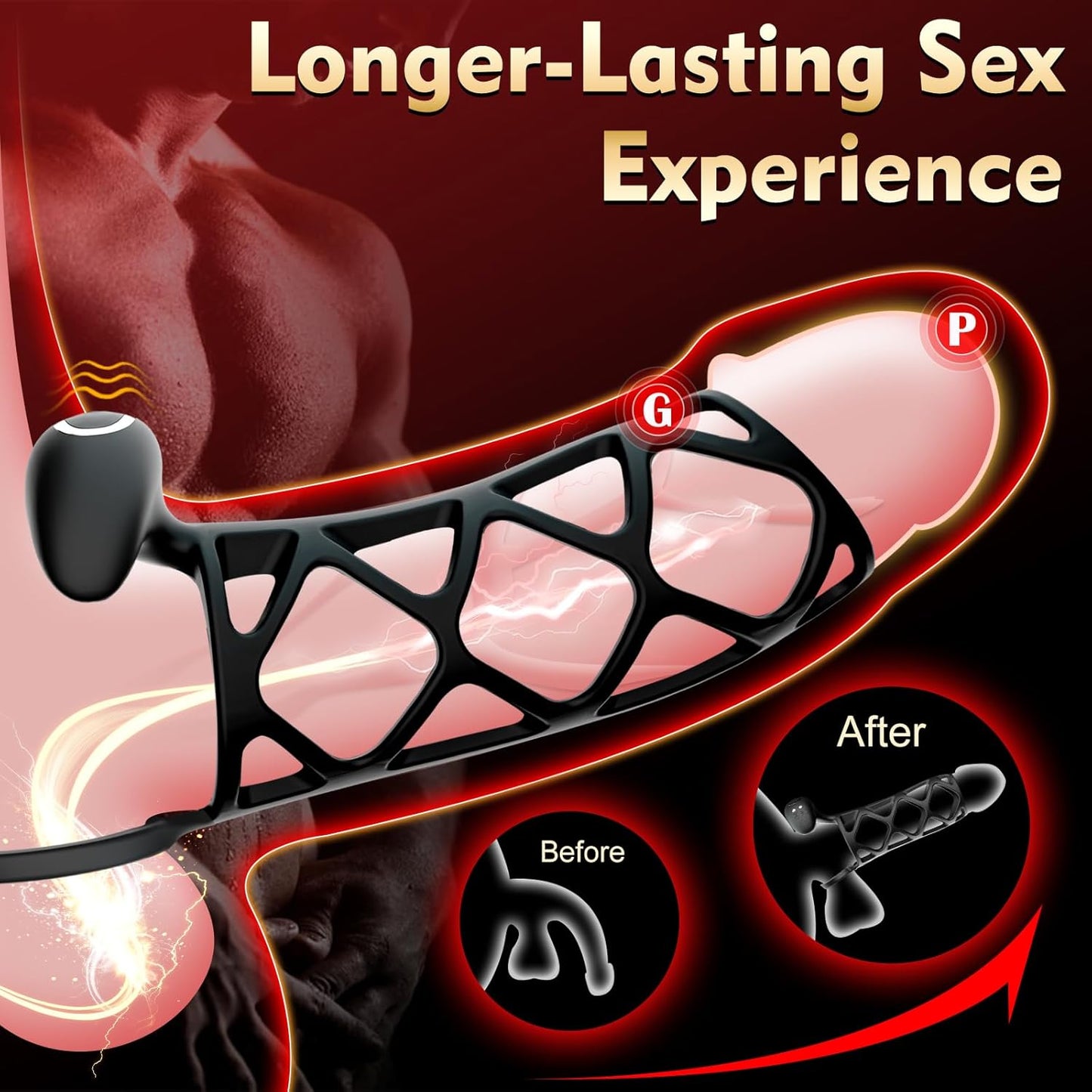 Penis Ring Cock Sleeve Extender With 10 Powerful Vibrating Modes