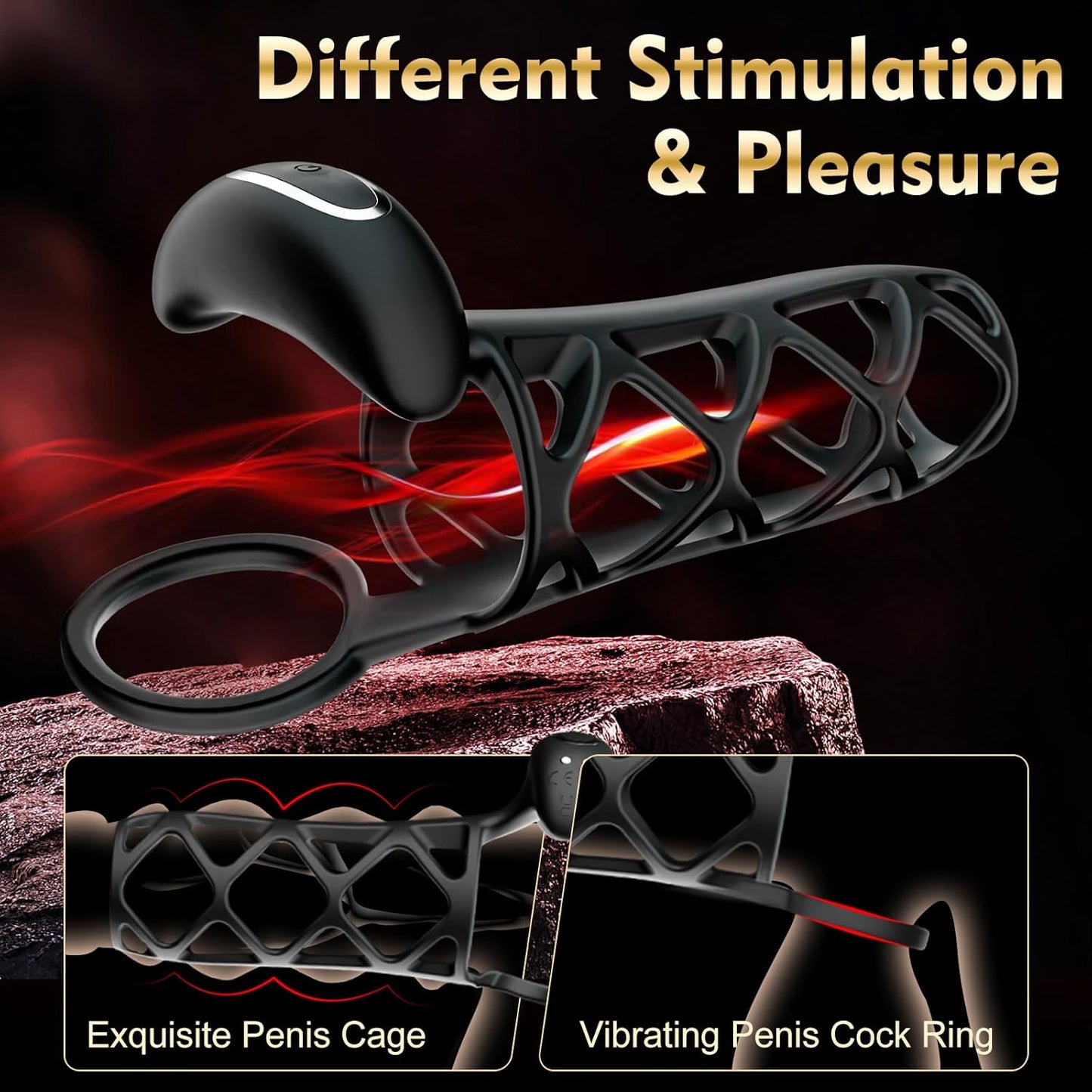 Penis Ring Cock Sleeve Extender With 10 Powerful Vibrating Modes