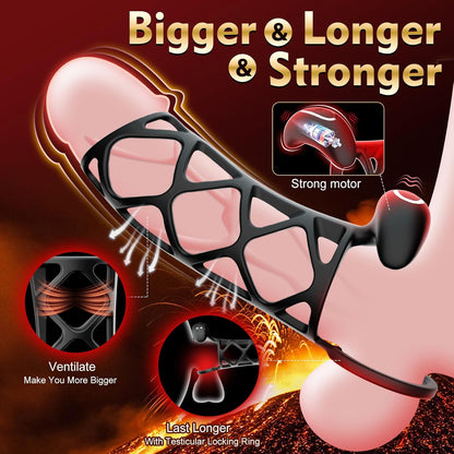 Penis Ring Cock Sleeve Extender With 10 Powerful Vibrating Modes