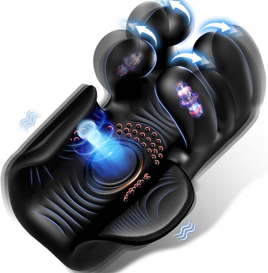 Electric Penis Trainer Glans Vibrator with 10 Massaging & Tapping & Vibrating