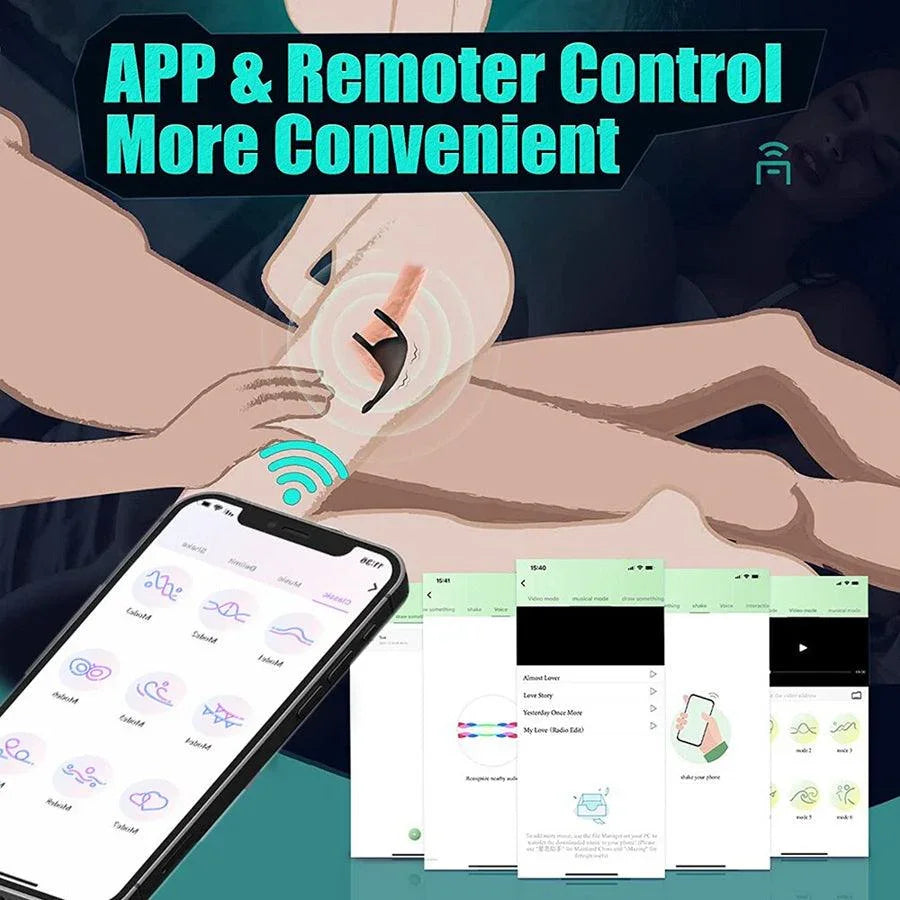 App-controlled Cock Ring Penis Trainer Vibrator Testicle Stimulator with 9 Vibration Modes