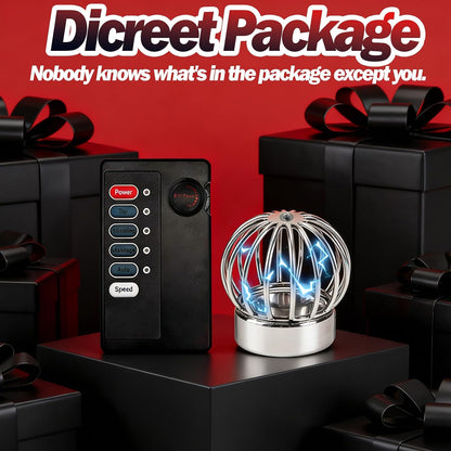 Electric Shock Chastity Testicle Crusher Cock Ball Testicle Stretcher with 4 Vibration Modes