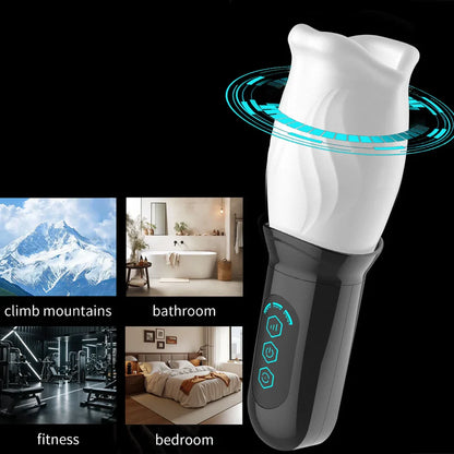Electric Penis Stroker Blowjob Masturbator with 3 Vibration & 4 Rotation Modes