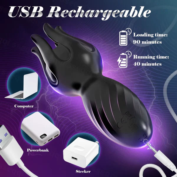 Octopus Tentacle Penis Trainer Vibrator Glans Stimulator with 10 Vibration & Tongue Modes