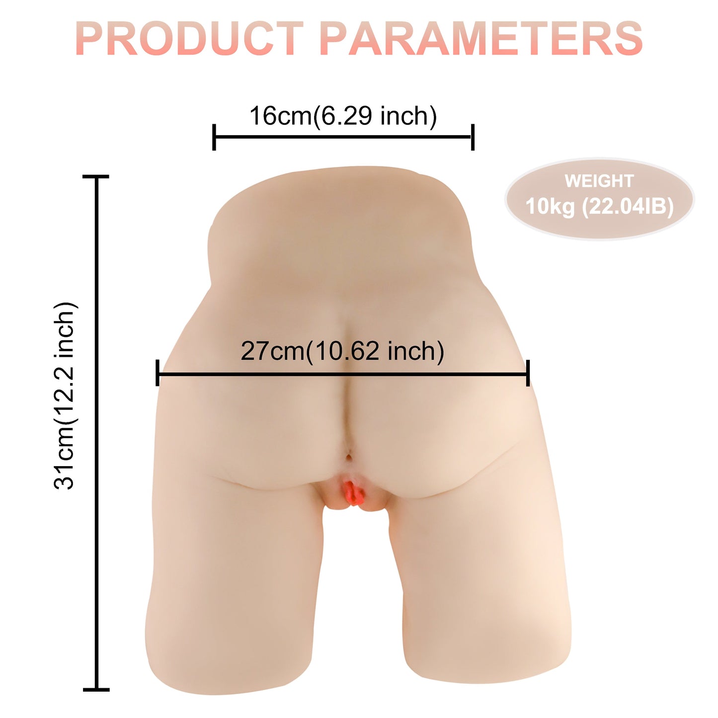 Yummy - 24.25LB Realistic TPE Big Ass Sex Doll Torso